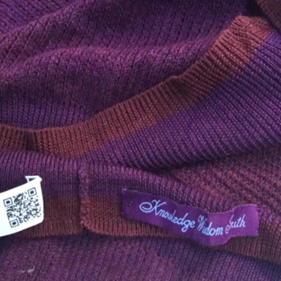 Robert Graham 1/4 zip  purple 100 % wool textured stripes pullover  Sz M - Picture 5 of 11